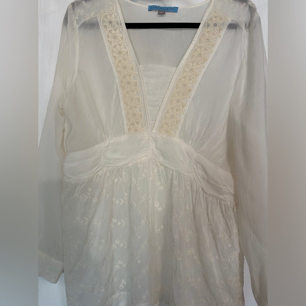 Johnny Was Boho Embroidered Tunic Blouse